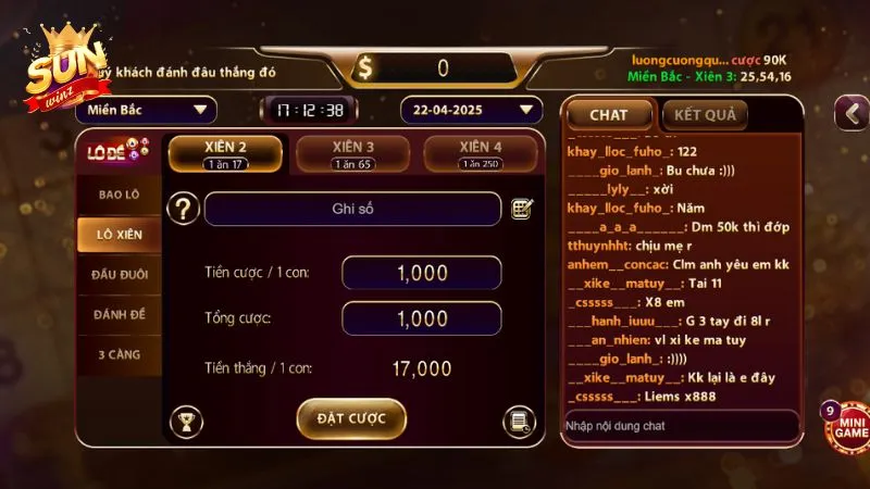 Kèo cược xổ số trực tuyến tại Sun win